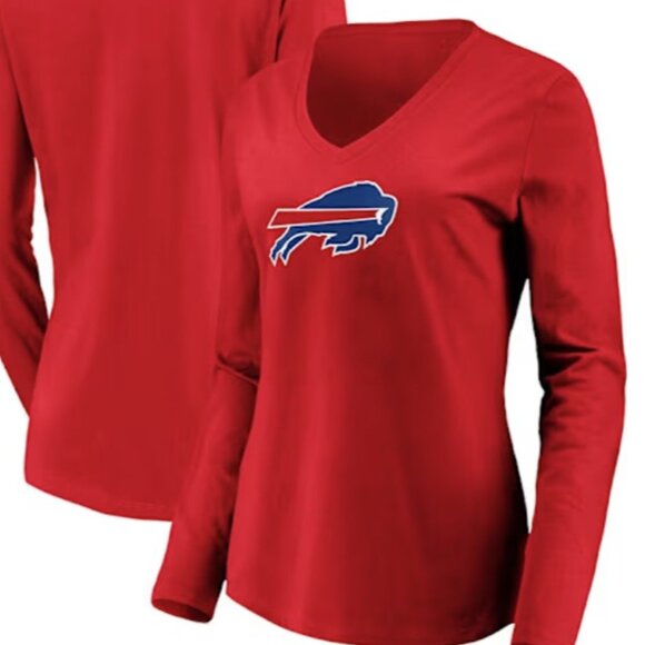 💙🦬❤️Buffalo Bills NFL V-Neck long sleeved t-shirt Fanatics - Picture 2 of 6